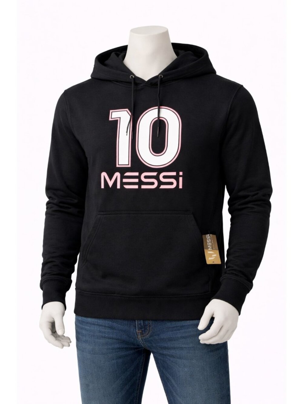 Messi 10 Black Pullover Hoodie Graphic Front Print Men's Size M NWT